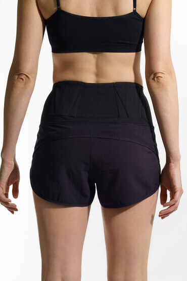 Alexo Women's Concealed Carry Runners Shorts in Black with polyester shell